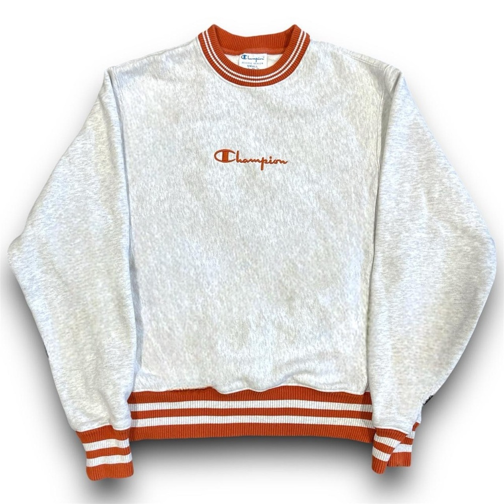 Vintage Champion Reverse Weave Sweatshirt in white and orange